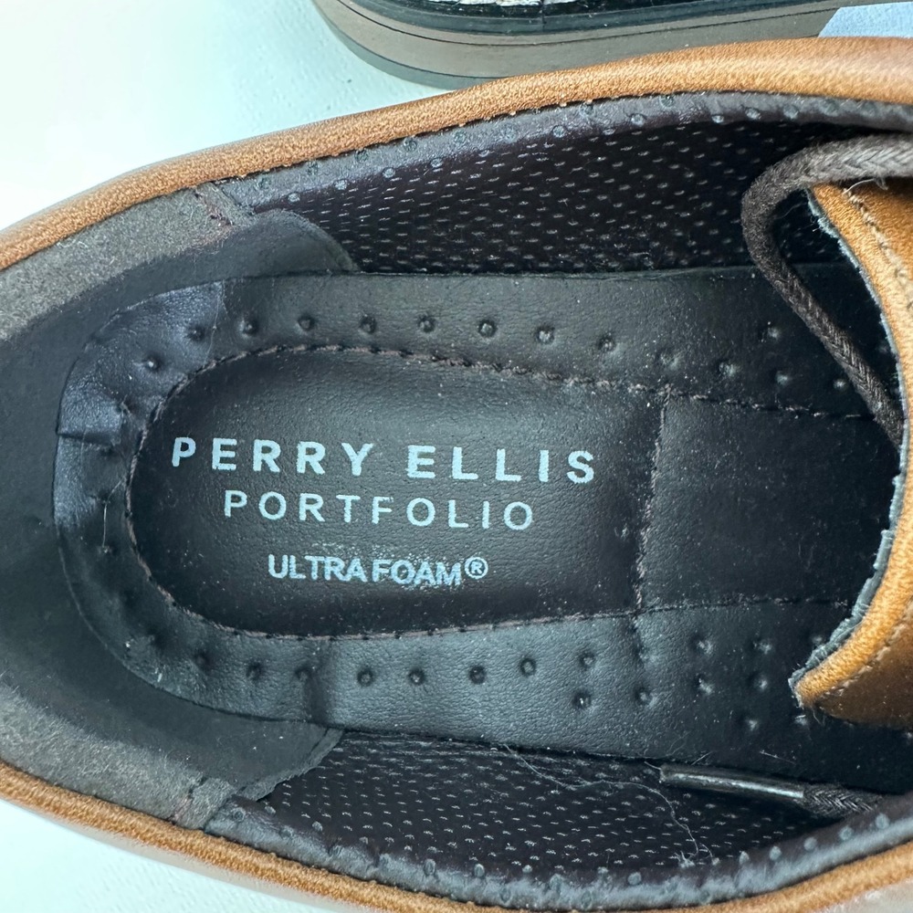Perry Ellis Portfolio Alen Burnish Dress Shoes Mens Size‎ 9 Brown Lace Up - Picture 7 of 9